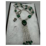 Sterling (13.63 gtw) bracelet and earrings with mu