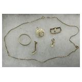 14kt pendants (belt buckle, golf club, anchor, Pis