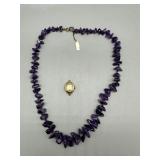 Polished Amethyst Necklace & Bulova watch without