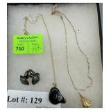 14kt jewelry incl two chains, 14kt cuff links, & 1