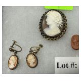Cameo Grouping with 14kt brooch, gold filled pair