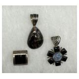 Three Sterling large stone pendants - 65.11 gtw