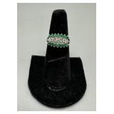 14kt white gold Diamond and emerald ring size 6.5