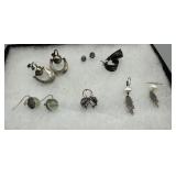 Six Sterling earrings incl a screwback, studs,