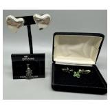 Sterling Heart earrings, Sterling girl w/ teddy