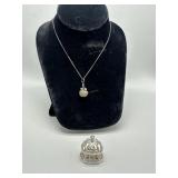 Two Sterling bird pendants with a 18' sterling