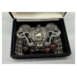 Victorian Style Broach with purple beads signed