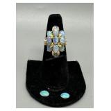 14kt yellow gold opal cluster ring size 7 - 5.94 g
