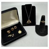 14kt 18' Necklace with 14kt heart dove charm, 2 14