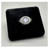 Platinum ring with moonstone size 8 - 15.1 gtw
