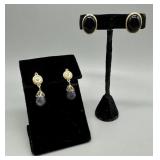 Two 14kt earrings one with diamonds - 13.55 gtw -