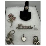 Sterling jewelry - 47.59 gtw - floral brooch with