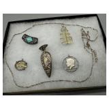 Sterling flower Boutonniere broach, Four sterling