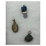 Three Sterling with large stone Pendants - 42.71 g
