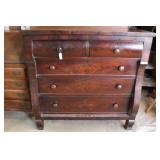 1800s Empire burled mahogany 2/3 chest with solid