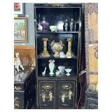 Chinese black lacquer embossed bookshelf