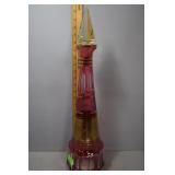 19th Century Mosher cranberry to clear decanter