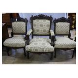 Victorian East Lake parlor set - arm thrown chair