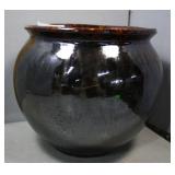 High glazed planter - 9" H