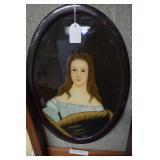 reverse painted portrait on glass - 17" x 11"
