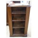 Mahogany apartment-sized open four shelf bar