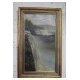 Original oil on canvas European water scene signed