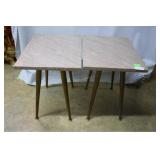Pair Midcentury pink marbletop rectangular tables