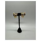 14kt gold & Diamond bow ribbon earrings - 14.9gtw