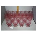 Pink stem drinking glasses - 24 pcs - 1970s Fostor