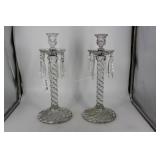 Crystal candlesticks 15" H with ten prism dangles