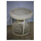 White wicker side table - 22" x 24"