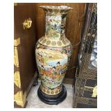 Chinese painted floor vase - 39" H