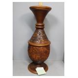 1970s wood carved vase 23" H - 2 parts