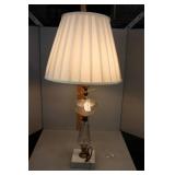 Etched Table clear cut table lamp with marble base