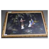 1980s Japanese Acrylic on canvas of Geisha ladies