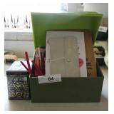 Recipe boxes, bar service ware,  & swizzle sticks