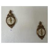 Pair gold guilt resin framed sconces & cross - Art