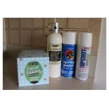 Fire extinguisher, tissues, spray paint