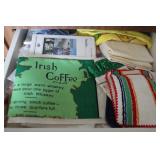 Two drawers kitchen fabrics, pot holders, tableclo