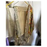 1960s fabric sheets - floral, pink & blue, cream -