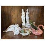 1960s dï¿½cor - Pink swan, cherub & lady at the foun