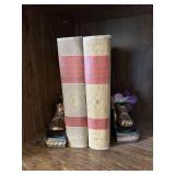 Copper bootie bookends & Webster's Universal Dicti