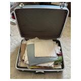 Vintage fabric blocks in hard side suitcase