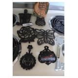 Metal trivets - thermometer, matchbook safe, hot t