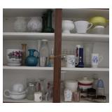 Kitchen cabinet contents - vases, juicer, coffee c