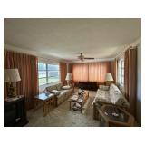 Blush 1980s curtain panels - four windows