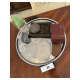 Bar tray with Ronson lighter in box, World's Fair