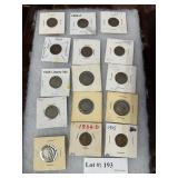 Eleven "V" Nickels: 1900, 1904, 1905, 1906, 1907,
