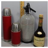 Vintage barware - canteens, chainmail wrapped Selt