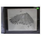 Steve Leonardi Eagle in flight signed litho 23" x
